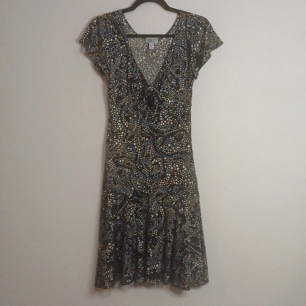 Issa London Heart Spade Diamond Club Print 100% Silk Fit Flare Dress Size 6